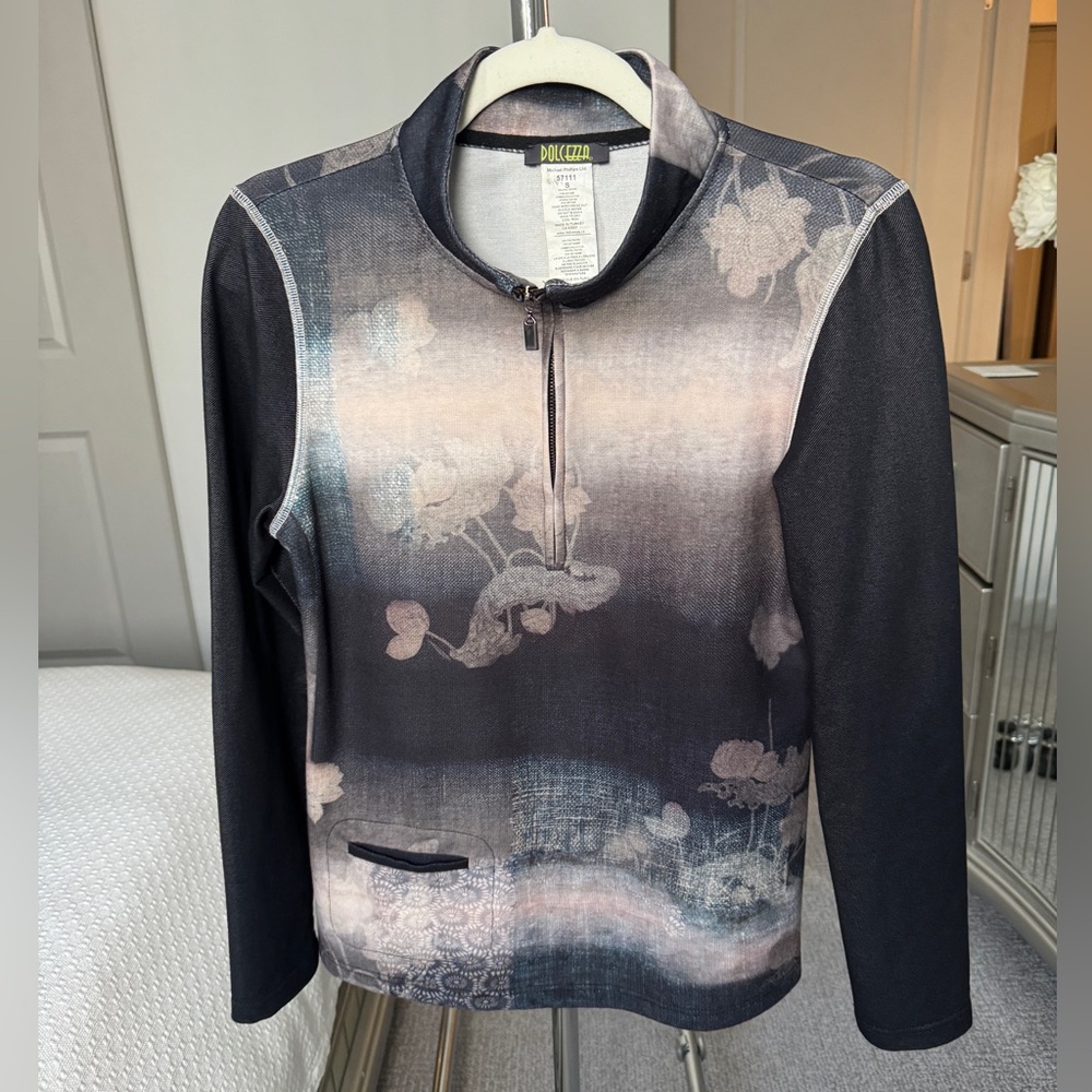 Dolcezza Black And Gray Pullover With Floral Desi… - image 2